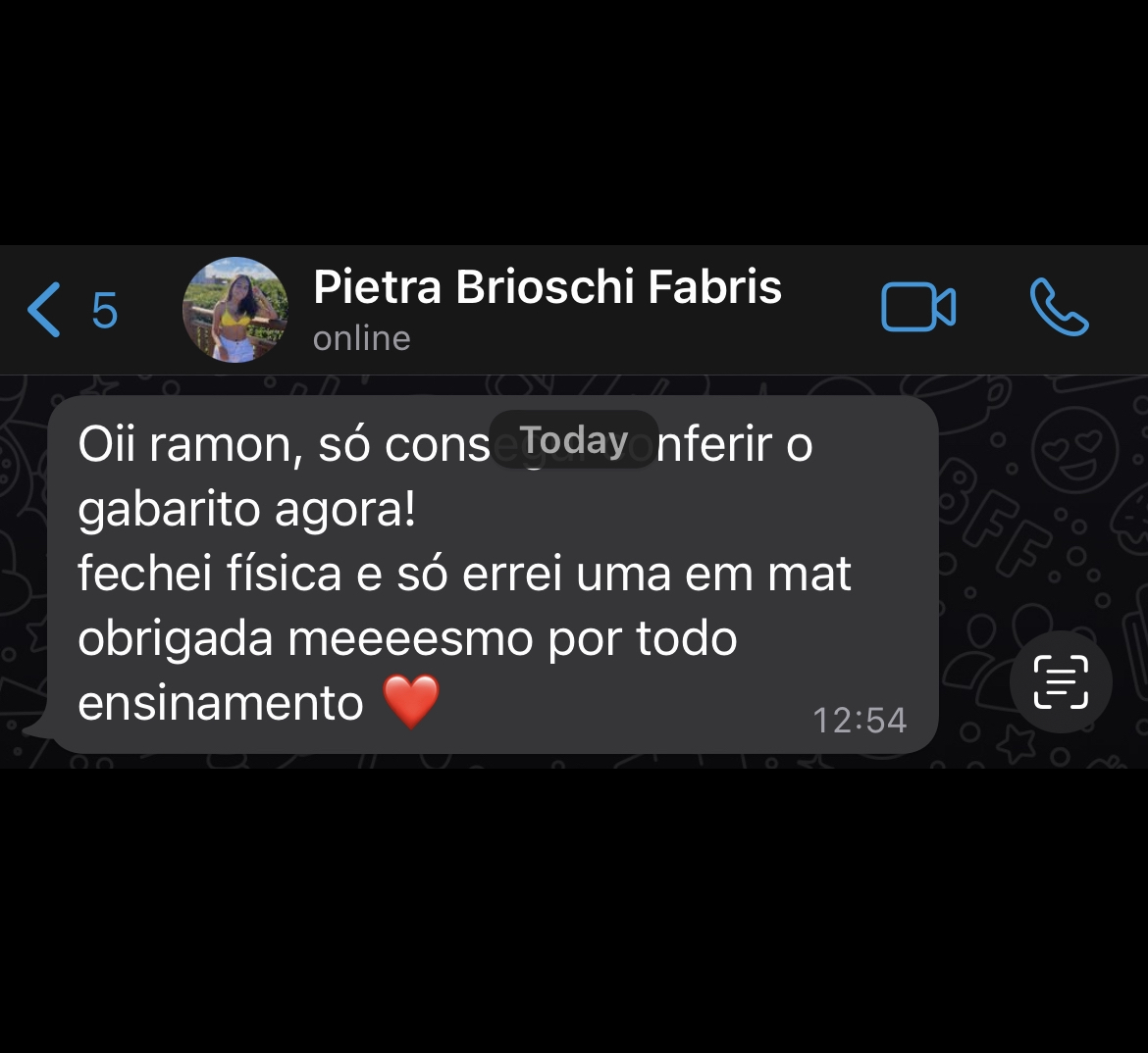 Mensagem original: Física fechada. Só uma errada em Matemática.